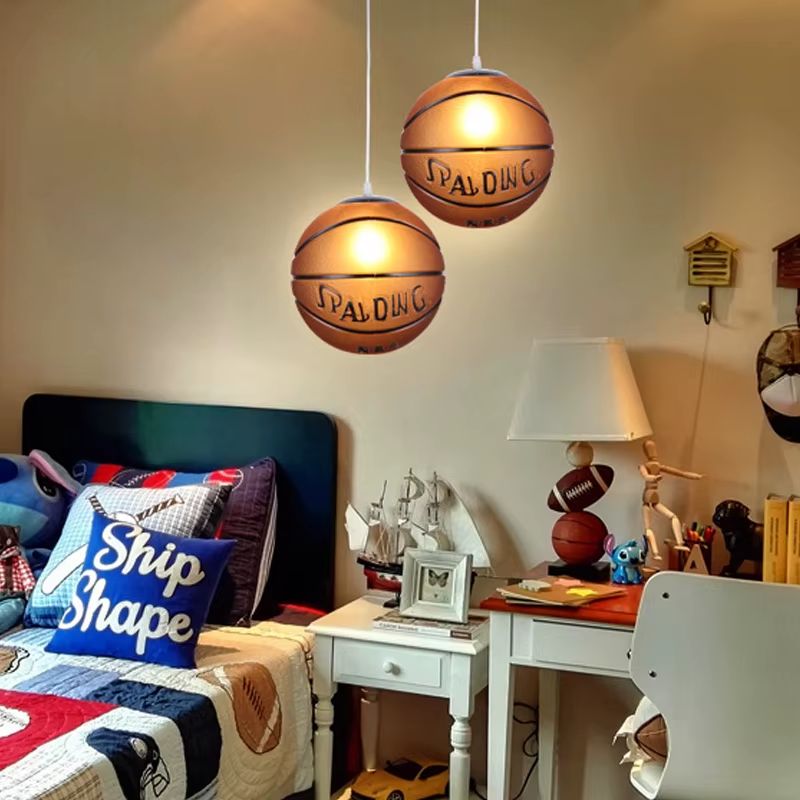 Lustre Pendente Moderno Para Quarto Infantil Bola de Futebol/Basquete Led- 20cmx20cm