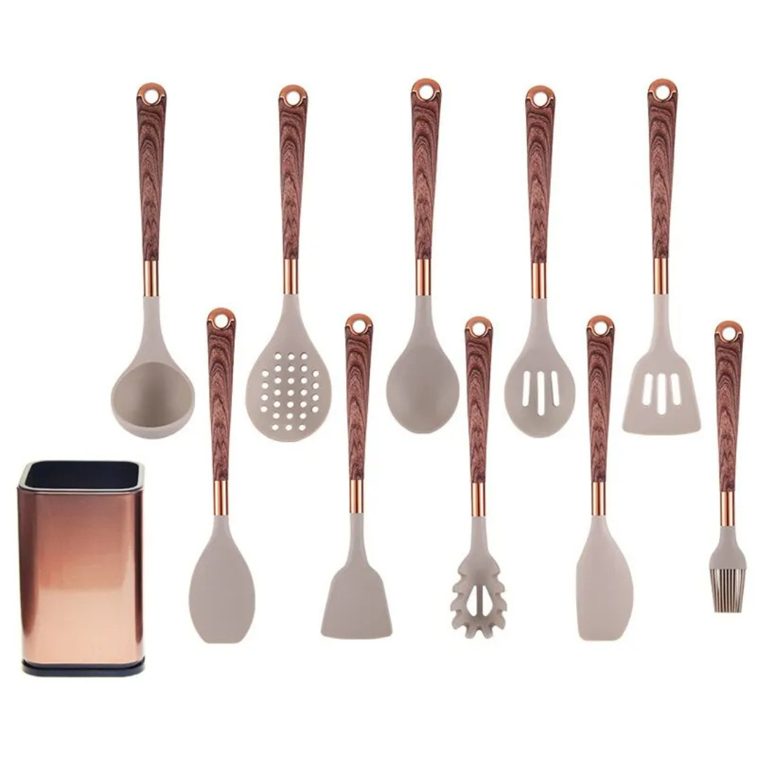 Kit de Utensílios de Cozinha em Silicone Antirrisco