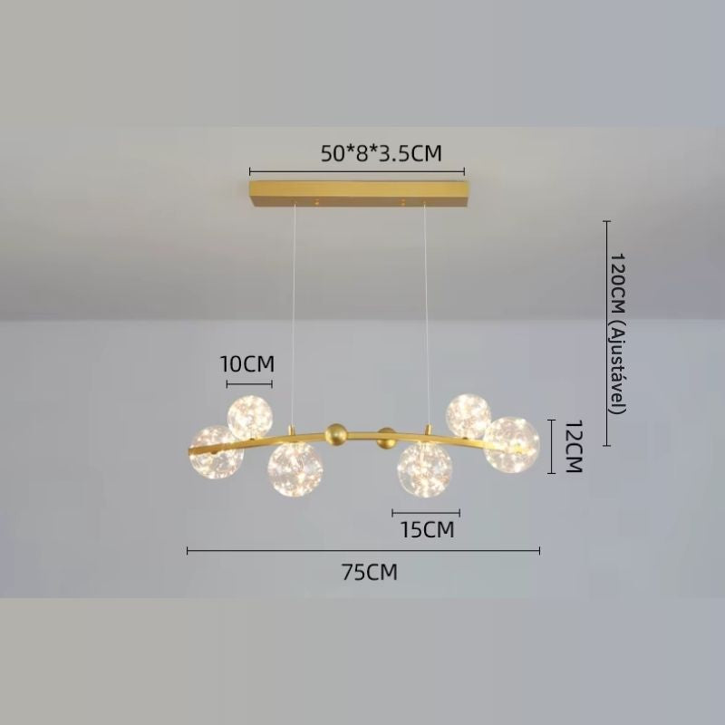 Lustre Pendente de Luxo Jabuticaba Prisma LEDZ - 75cm