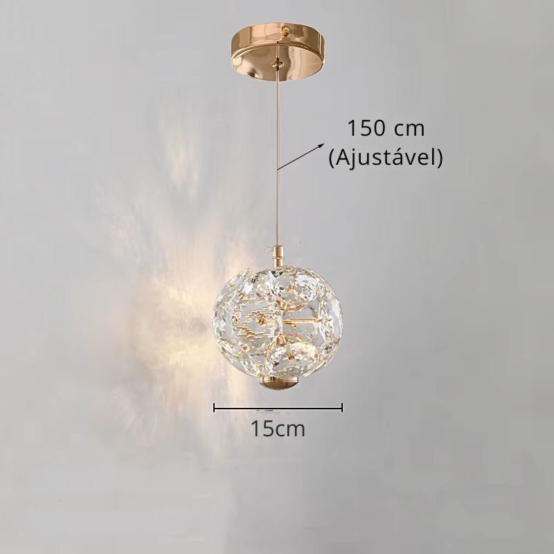 Lustre Pendente de Luxo Cristal em Vidro K9 Ducale LEDZ