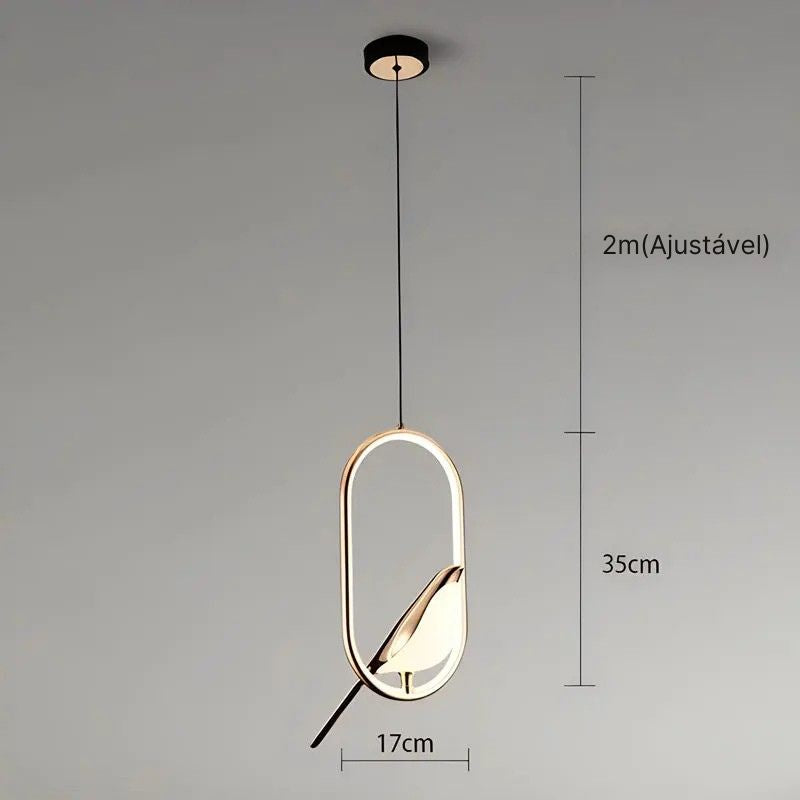 Lustre Pendente de Luxo Pássaro Magpie Led