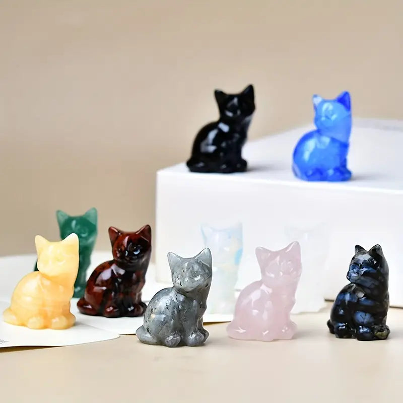 Escultura Gatos em Cristal