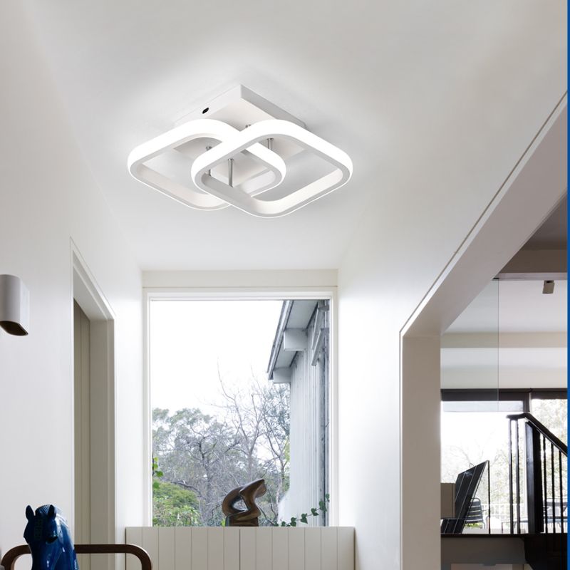 Últimas Unidades – 30% OFF | Luminária de Teto Plafon Aro Duplo Quadrado - Branco