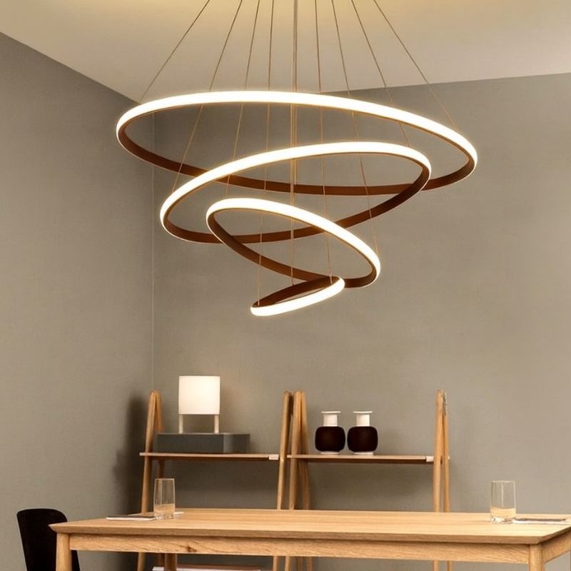 Lustre Pendente de Luxo Minimalista Allure LEDZ - 3 ou 4 Anéis Grandes - 20cm/40cm/60cm/80cm