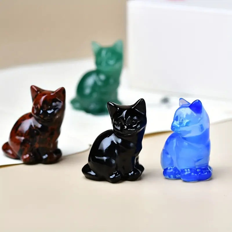 Escultura Gatos em Cristal