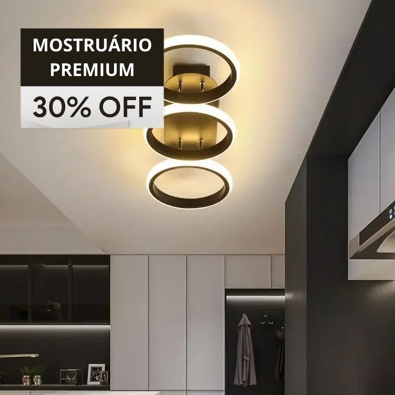 Últimas Unidades – 30% OFF | Luminária de Teto Plafon Arco Triplo