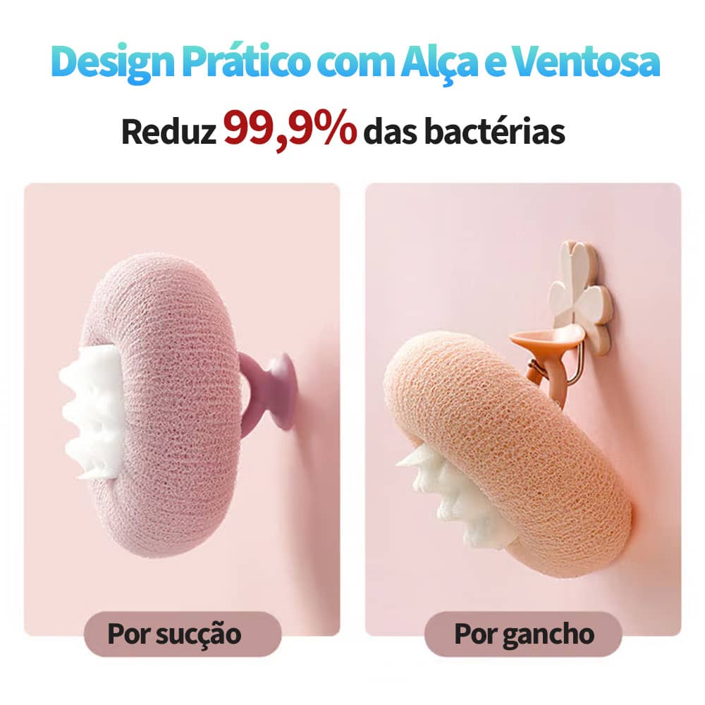Esponja de Banho Antibacteriana e Revitalizante – Limpeza Profunda e Esfoliação Suave
