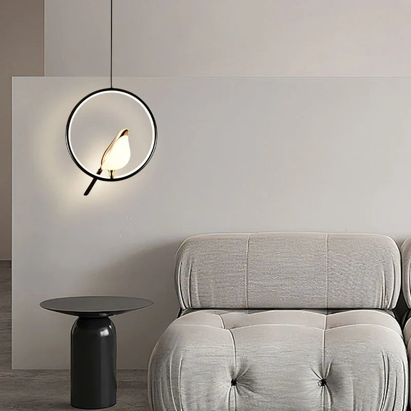 Lustre Pendente de Luxo Pássaro Magpie Led