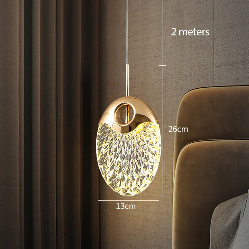 Lustre Pendente de Luxo Led - Pérola Dourada