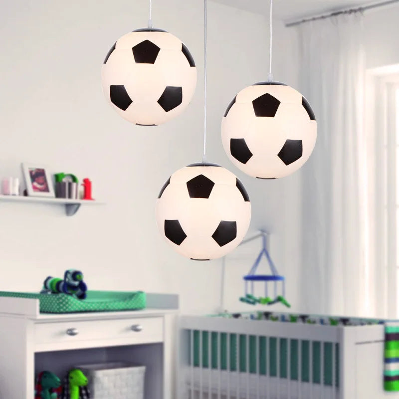 Lustre Pendente Moderno Para Quarto Infantil Bola de Futebol/Basquete Led- 20cmx20cm