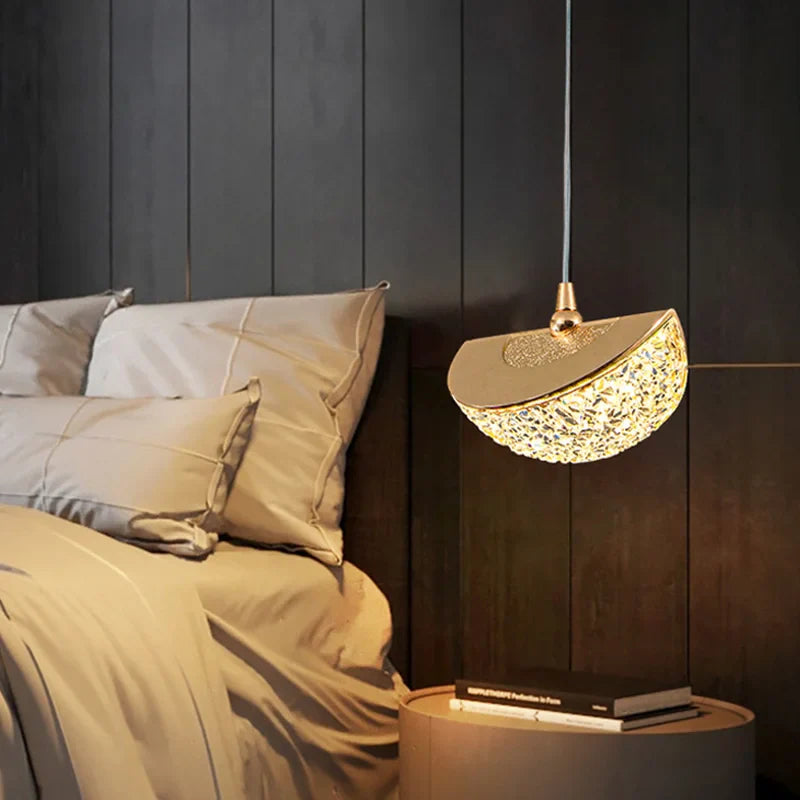 Lustre Pendente de Luxo Led - Pérola Dourada