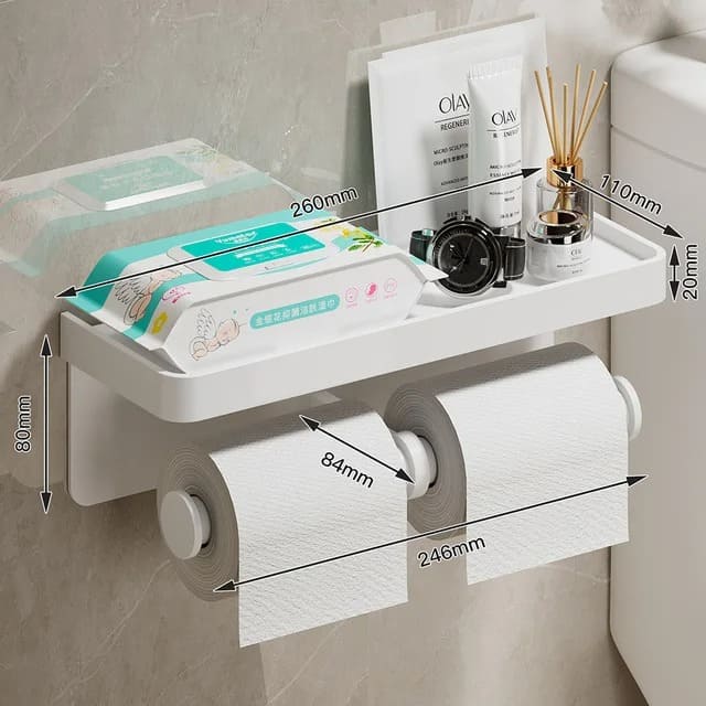 Suporte Porta Papel Higiênico com Prateleira Premium