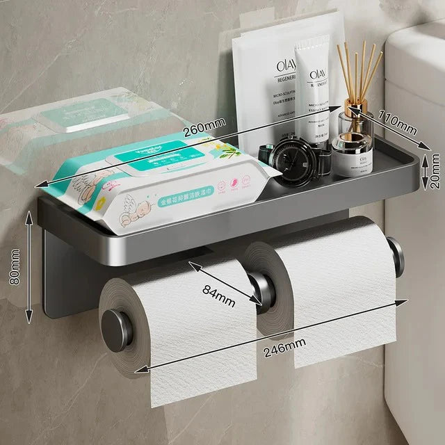 Suporte Porta Papel Higiênico com Prateleira Premium