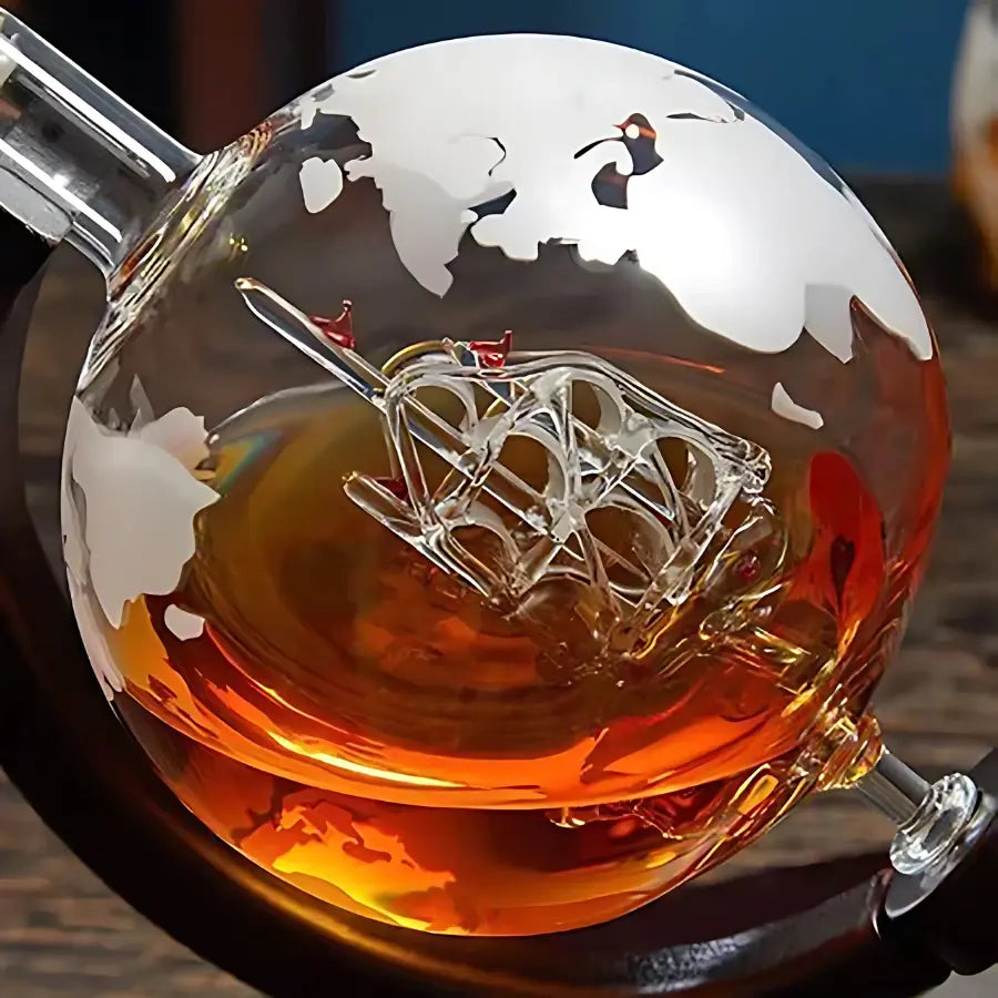 Decanter Whisky Cristal Globo Conjunto com Copos-Larmary