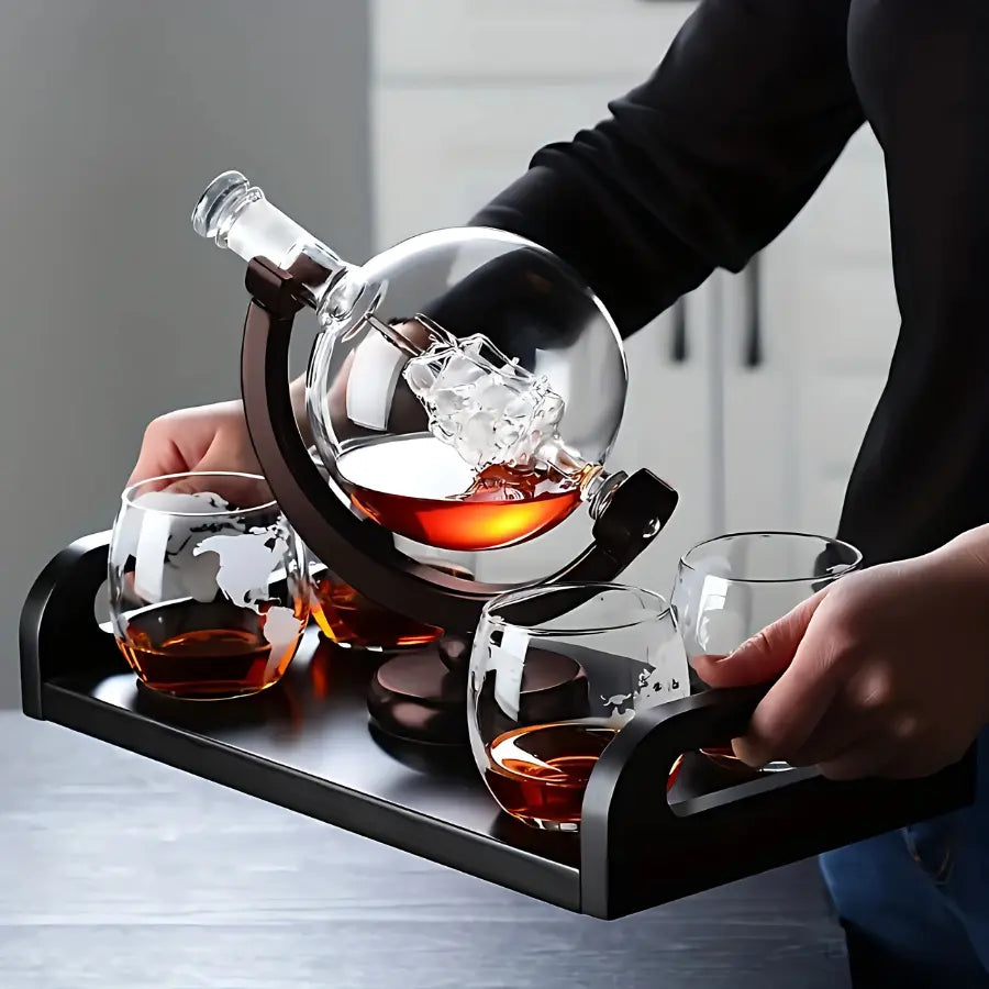 Decanter Whisky Cristal Globo Conjunto com Copos-Larmary