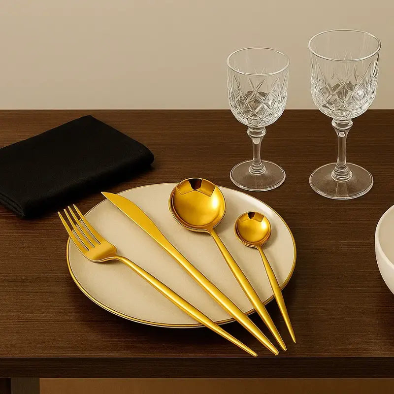 Jogo de Talher Dourado Moderno - 24 peças