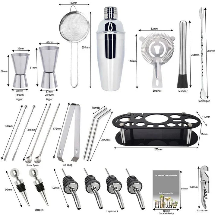 Kit Bartender 22 Peças para Drinks Perfeitos - DrinkMaster Pro