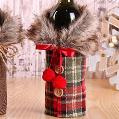 Porta Vinho Decoração Natalina - Xadrez