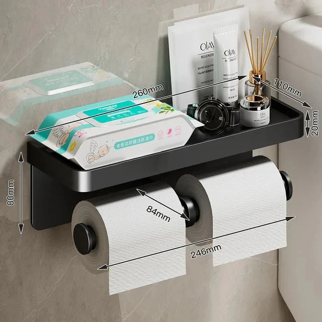Suporte Porta Papel Higiênico com Prateleira Premium