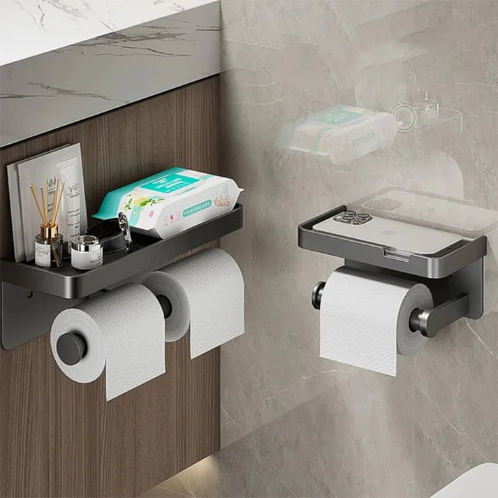 Suporte Porta Papel Higiênico com Prateleira Premium