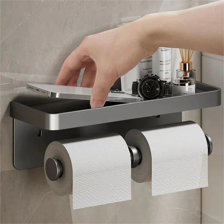 Suporte Porta Papel Higiênico com Prateleira Premium