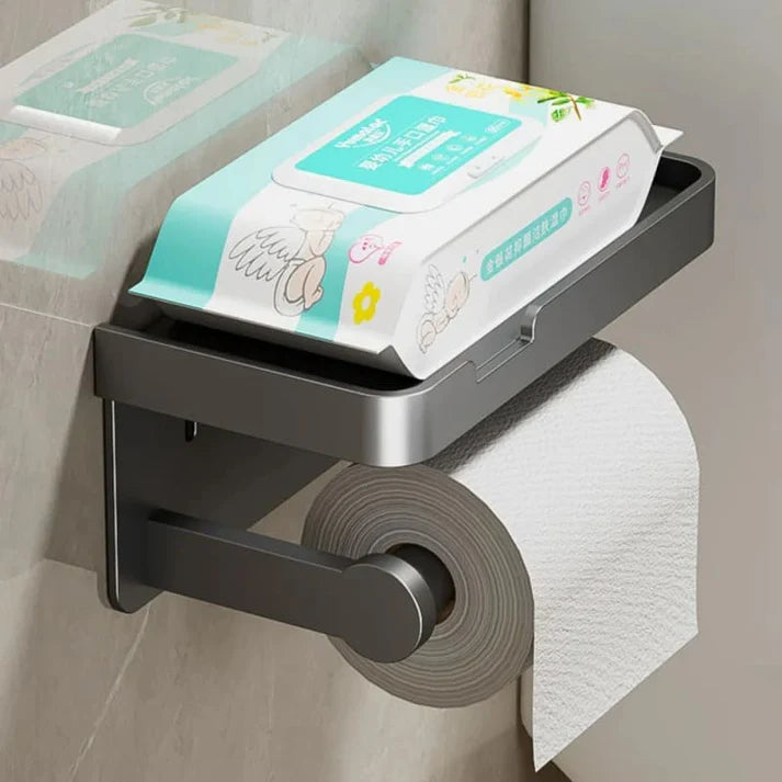 Suporte Porta Papel Higiênico com Prateleira Premium