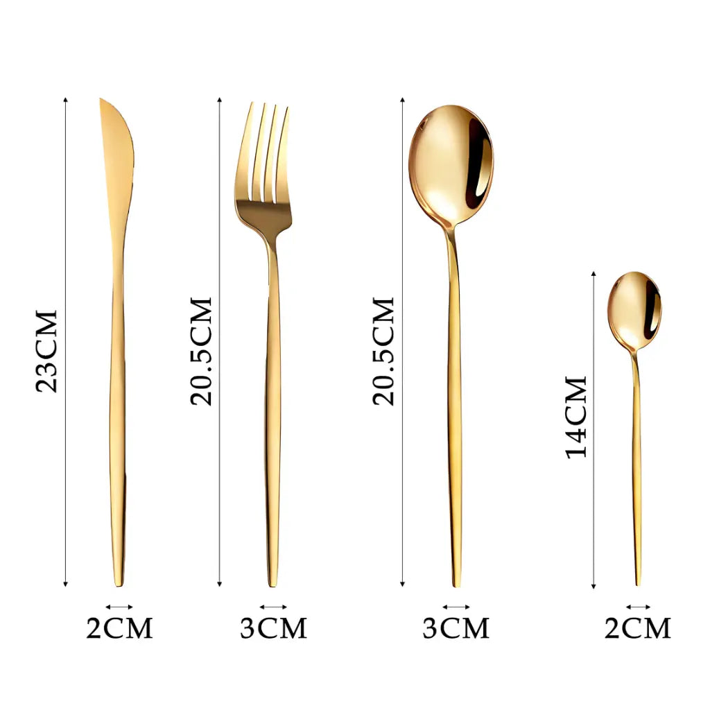 Jogo de Talher Dourado Moderno - 24 peças