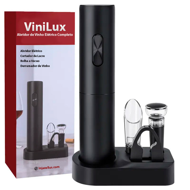 Abridor de Vinho Elétrico com Acessórios - ViniLux (Kit Completo)