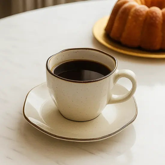 Conjunto de Xicaras de Chá e Café Europeu Porcelana Luxo 6 peças 200ml