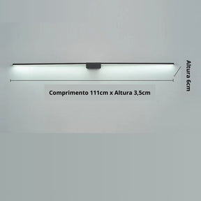 Últimas Unidades – 30% OFF | Luminária Arandela de Parede Slim Longa Para Banheiro Led - Preto - 70cm - Luz Fria