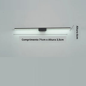Últimas Unidades – 30% OFF | Luminária Arandela de Parede Slim Longa Para Banheiro Led - Preto - 70cm - Luz Fria