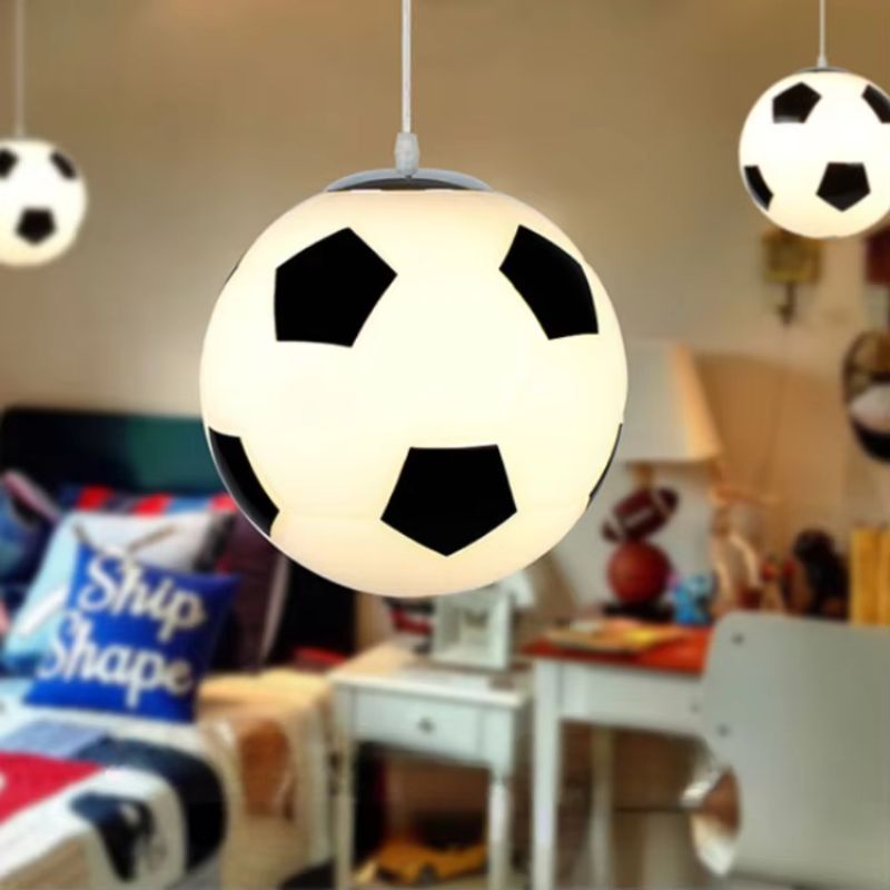 Lustre Pendente Moderno Para Quarto Infantil Bola de Futebol/Basquete Led- 20cmx20cm
