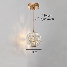 Lustre Pendente de Luxo Cristal em Vidro K9 Ducale LEDZ