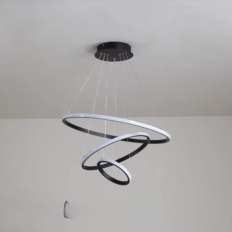 Lustre Pendente de Luxo Minimalista Allure LEDZ - 3 ou 4 Anéis Grandes - 20cm/40cm/60cm/80cm