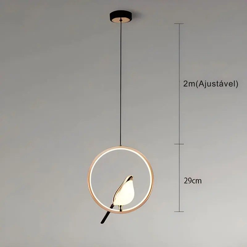 Lustre Pendente de Luxo Pássaro Magpie Led