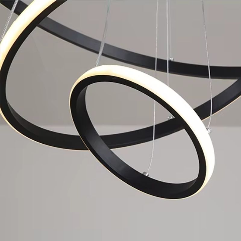 Lustre Pendente de Luxo Minimalista Allure LEDZ - 3 ou 4 Anéis Grandes - 20cm/40cm/60cm/80cm