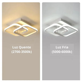 Últimas Unidades – 30% OFF | Luminária de Teto Plafon Aro Duplo Quadrado - Branco