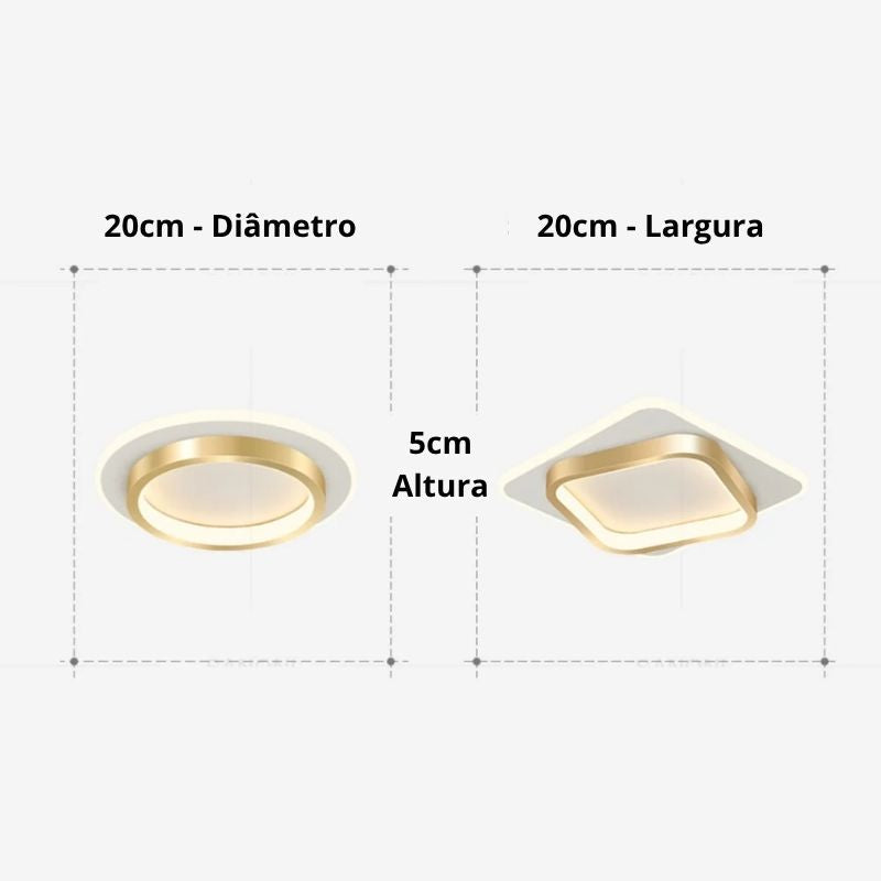 Luminária de Teto Plafon Halo LEDZ — Circular/Quadrada - 20cm/25cm