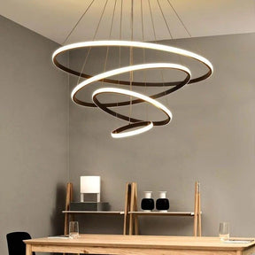 Lustre Pendente de Luxo Minimalista Allure LEDZ - 3 ou 4 Anéis Grandes - 20cm/40cm/60cm/80cm