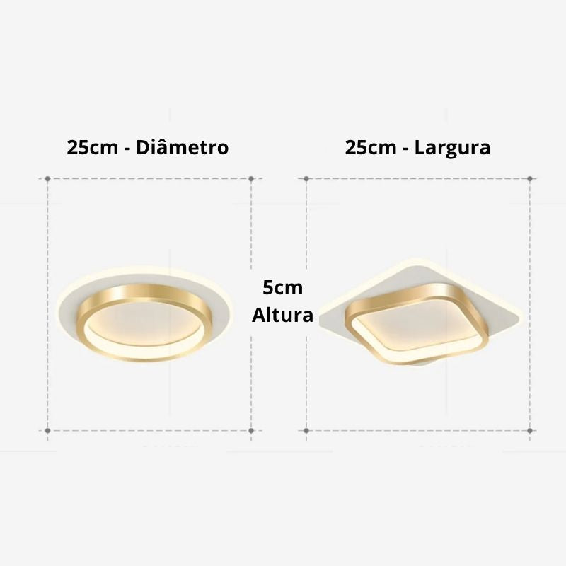 Luminária de Teto Plafon Halo LEDZ — Circular/Quadrada - 20cm/25cm