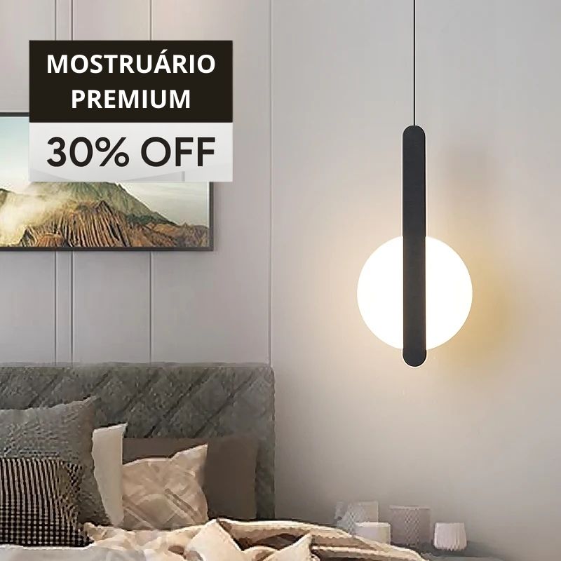 Lustre Pendente Moderno Meia Esfera Led - Simétrico - Preto - Luz Fria