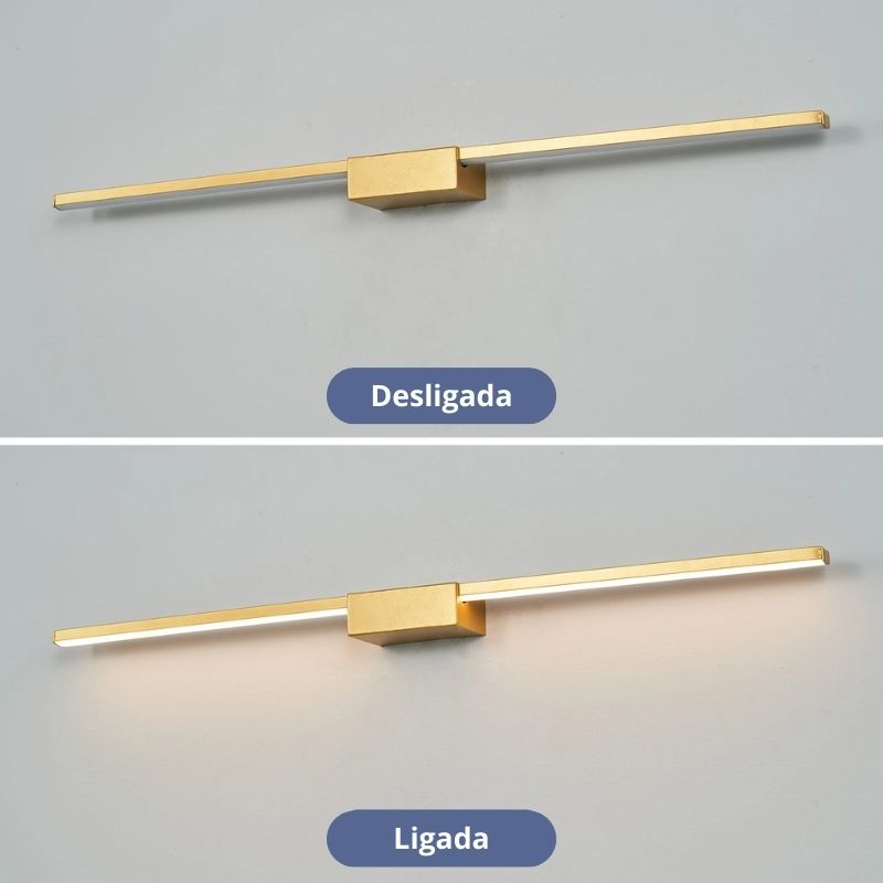 Últimas Unidades – 30% OFF | Luminária Arandela de Parede Slim Longa Para Banheiro Led - Preto - 70cm - Luz Fria