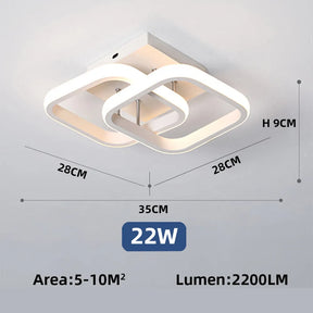 Últimas Unidades – 30% OFF | Luminária de Teto Plafon Aro Duplo Quadrado - Branco