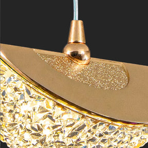 Lustre Pendente de Luxo Led - Pérola Dourada