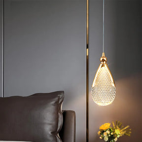Lustre Pendente de Luxo Led - Pérola Dourada