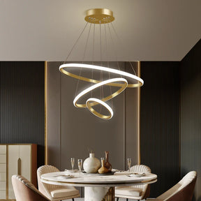 Lustre Pendente de Luxo Minimalista Allure LEDZ - 3 ou 4 Anéis Grandes - 20cm/40cm/60cm/80cm