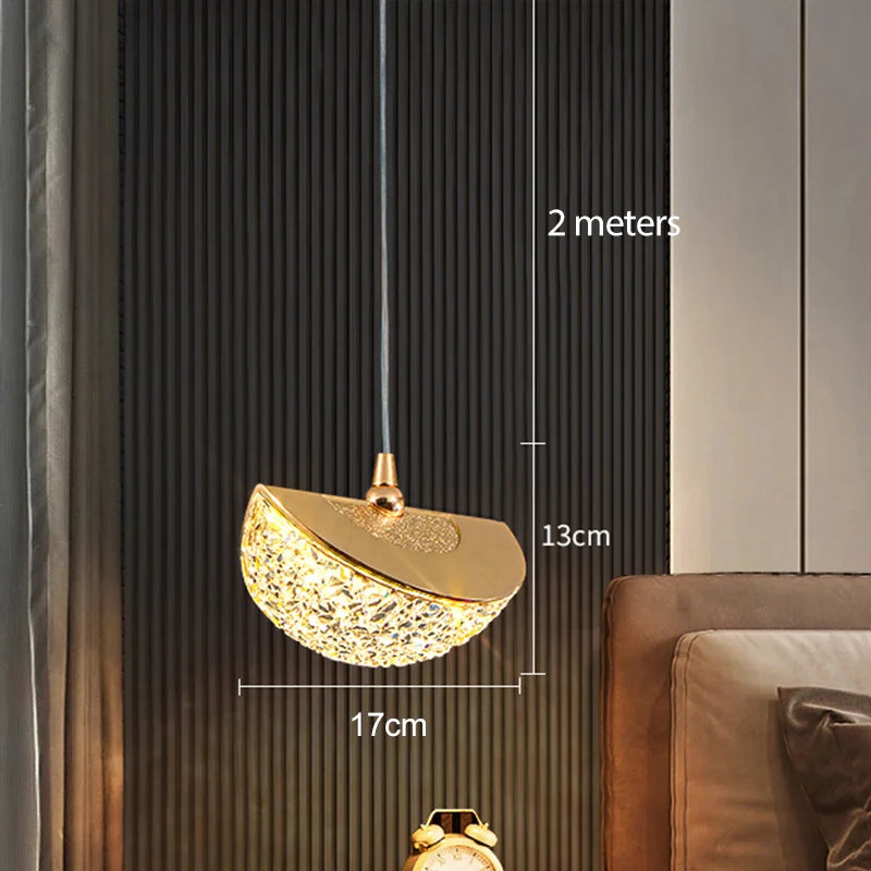 Lustre Pendente de Luxo Led - Pérola Dourada