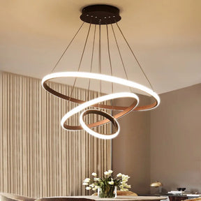 Lustre Pendente de Luxo Minimalista Allure LEDZ - 3 ou 4 Anéis Grandes - 20cm/40cm/60cm/80cm