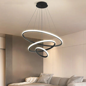 Lustre Pendente de Luxo Minimalista Allure LEDZ - 3 ou 4 Anéis Grandes - 20cm/40cm/60cm/80cm