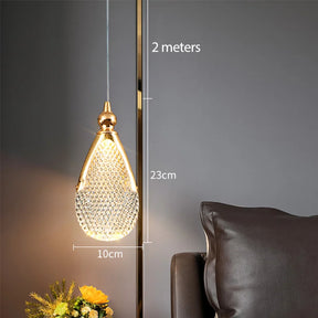 Lustre Pendente de Luxo Led - Pérola Dourada